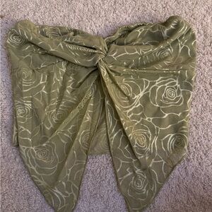 Green Floral Mesh Scarf